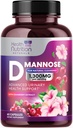 D-Mannose Supplement 1.350mg - med Cranberry, Hibiscus & Dandelion - Fast-Active, Naturlig Urin Tract & Bladder Støtte for kvinner og menn - Flush & Cleanse Uforsvar – Ikke-GMO, Vegan – 60 Kapsler