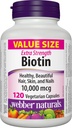 Webber Naturals Biotin Extra styrke 10 000 mcg, 120 kapsler