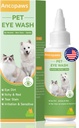 Øyedråper for hunder og katter: Kjæledyr Eye Wash til Soothe Allergi & Irritation - Hundeøyedråper for å lindre tørre øyne rosa øyne - Pet Tear Stain Cleaner - egnet for alle dyr