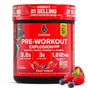 Seksstjerners Pre-Workout pulver for menn og kvinner, Fruit Punch (30 Serveringer) - Preworkout Explosion 2.0 Energi pulver drikk Blande med Beta-Alanine & Koffein - Sports Næringstilskudd