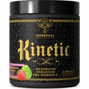 Ambrosia Organic Mushroom Pre Workout pulver med kreatin 3g | Lion's Mane, Cordyceps & Reishi | Ren pre trening | Mushroom Energy & Focus | 24 Serveringer | Strawberry Guava