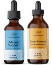 HERBAMAMA Adrenal Support og Super Immune Mushrom Blend Kit - Bundle av flytende Adrenal Support Complex 2 fl oz & Super Immune Mushroom Drops 4 fl oz - Vegan, ikke-GMO, sukker & alkohol-fri - 2 pakke