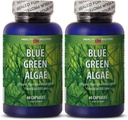 Klamath blågrønne alger - Blå GREEN ALGAE 500MG fra Klamath Lake - antioksidant kosttilskudd, spirulina piller ekstra styrke, energi piller for kvinner immun booster - 2 Bot 120 Kapsler