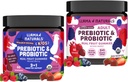 Llama Naturals Kids Pre & Probiotic Gummies + voksen pre & probiotika Bundle | Ingen lagt til sukker Cane | Vegan | Organisk | Blandet Berry Flavor | 2 flasker