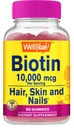 VelJa høy potens Biotin 10.000 mcg gummies - for sterkere hår, hud og negler - Vegansk-vennlig, glutenfri, ikke-GMO, og Delicious Berry Flavor - 60 Gummies