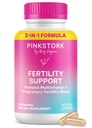 Pink Stork Fertilitet Kosttilskudd for kvinner | 2-i-1 konsept støtte med inositol, Vitex & vitaminer | syklus regularitet, hormonbalanse og reproduktiv helse | 60 kapsler