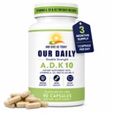 Våre daglige Vites ADK 10 dobbelt styrke (10 000 iu) vitaminer A1, D3 & K2 (som MK7) - Legeformulert bein og immunsystem støtte supplement - Glutenfri, ikke-GMO - 90 vegetariske kapsler