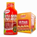 Vitamin energi fokus + Extra styrke energi Shot Fruit Punch 48 Pack, 260mg naturlig koffein, B-vitaminer, CoQ10, Aminosyrer, fokus, produktivitet og klarhet, Null sukker, Glutenfri, 1.93 fl oz