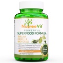 NutreeVit ren 100% organisk spirulina + klorella + hvetegrass - Energiforsterkning, immunstøtte, kraftig supermat antioksidant - Veggie Capsules