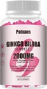 1 pakke 2000mg Ginkgo Biloba Gummies - Ginkgo Biloba Kosttilskudd for Hjerne Helse Støtte, Forbedre Mood og Fokus, Energi, Voksen, Jordbær Flavor, 60 greve