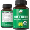 Organic Super Greens 150 kapsler - Grønn Juice Superfood Supplement med 25 alle naturlige organiske ingredienser. Maks energi og detox super mat piller med Spirulina, Spinat, Kale, Turmeric, Probiotika