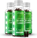 Vitamatic 3 Pack Irish Sea Moss Gummies- 3000mg Ekvivalent Per Serving (fra Ekstrakt 132,5 mg) - 60 Ct - laget med Bladderwrack & Burdock Root - Seamoss Supplement for Thyroid, Energi, Immunstøtte