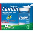 Claritin 24 timers allergi medisin, ikke-Drowsy reseptbelagt styrke allergi lindring, Loratadin Antihistamin tabletter, 70 greve