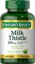 Naturens Bounty Melk Thistle Capsules, Tradisjonelt brukt for lever helse, Herbal Supplement, 250 mg per servering, 200 greve