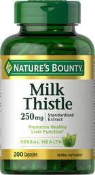 Naturens Bounty Melk Thistle Capsules, Tradisjonelt brukt for lever helse, Herbal Supplement, 250 mg per servering, 200 greve