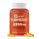 Qunol gurkemeie curcumin med svart pepper, 2250mg gurkemeieekstrakt med 95% curcuminoids, ekstra styrke gurkemeie supplement, forbedret absorpsjon, felles støtte supplement, 90 vegetariske kapsler