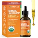 USDA organiske gurkemeie flytende dråper med svart pepper - 1000mg curcumin Supplement for immun- og digestive helse - 30 serveringer - Forbedret absorpsjon - Ikke-GMO, Vegan, Glutenfri - Utmerket, 1 fl Oz