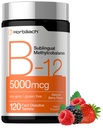 Horbäach B12 Vitamin 5000 mikrog | 120 Hurtigoppløselige tabletter | Sublingual Metylkobalamin | Vegetarisk, ikke-GMO & Glutenfri Supplement
