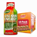 Vitamin energi immun + ekstra styrke energi Shot Fruit Punch 48 Pack, 260 mg naturlig kaffe, B-vitaminer, Citikolin, Grønn te, immunitet og fokus støtte, Zero sukker, Glutenfri 1,93 fl oz