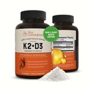 Live bevisst vitamin K2 MK7 med D3 Supplement ® Bein og hjerte Helse Støtte - Patentert vitamin K & vitamin D3 5000 IU - 60 Softgels