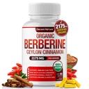 Organic Berberine med Ceylon Cinnamon 2175mg - Premium berberin supplement høy renhet ekstrakt USDA organisk, støtte immunsystem, Berberine Plus kompleks, ikke-GMO Vegan for menn kvinner 90 kapsler