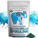 Klorella Spirulina Powder Organic ® Super Greens Powder og Smoothie Mix | Rich i Klorofyll for immun støtte og energi | Rå Vegansk Protein | Spirulina Chlorella Powder | 50 Serveringer