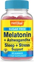 VelJa Melatonin (2mg) med Ashwagandha (850mg) Sugar Free Gummies - Sleep & Stress Aid Supplement - med Kamille, Lemon Balm, Lavender og Valerian - Naturlig Sourced Flavor - 60 greve