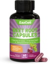 Beet Root Capsules 1000mg Per Serving, støtter Nitric Oxid produksjon og blodtrykk, med svart pepper ekstrakt, ikke-GMO, Glutenfri, Vegan - 60 greve