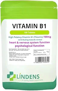 Lindens vitamin B1 Thiamin 2-Pack 200 tabletter B 1 B-1 Thiamin naturlig kvalitet