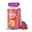 Squiggles Kids Daglig jern + Gummies - Chewable Supplement med jern, Multivitamin for barn, lav sukker, vegansk, Toddler Gummies, Yummy Grape Flavor (100 greve)