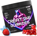 Kreatin gummier med L-karnitin for menn og kvinner - 5g Kreatin Monohydrat per servering | Støtter muskelvekst | Recovery | Endurance | Styrke og trening ytelse | Sukker gratis | Vegan | 5000mg