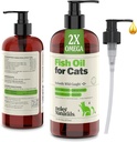 Deley Naturals Wild Fanget fiskolje for katter med 2X Omega - Cat Fish Oil med høyeste EPA & DHA Potens - Omega 3 for katter for shedding, hud, coat, ledd, hjerte og immunsystem - laget i USA