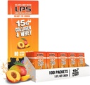 Ernæringsdesign LPS Flytende kollagen og Whey Protein Supplement - Ikke-GMO Drikke, Sukkerfri - fremmer sunn hud og hår for menn og kvinner, fersken mango, enkelt servere (100 pakker)