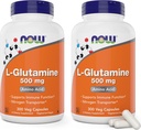 Nå L-Glutamine 500mg 300 Veg Kapsler (Pack på 2) - Ikke-GMO Supplement - Vegan Lglutamine 500 mg Caps