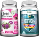GraeNatr omfattende immun- og leverhelsestøtte blanding - 7-i-1 immunstøtte Supplement med vitamin C, vitamin D3, sink og lever rengjøring Detox & Reparasjon Formula