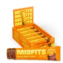 Misfits Vegan Protein Bars, Peanut Smør Fudge - Oppdatert oppskrift ® Plant Basert, Lavt sukker og karbohydrater, Høy Fiber Snacks ® Pakke med 15