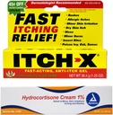 Itch-x Itch Relief Gel 1.25 oz + Hydrokortison Cream 1 oz Fast Relief for Rashes, Minor Burns, Insect Bites, Poison Ivy, Oak, Sumac.