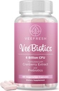 VeeFresh VeeBiotics Cranberry Probiotika for kvinner - 60 kapsler probiotika for kvinner med prebiotika og tranebær ekstrakt for pH-balanse & Odor Control, fremmer sunn Vaginal Flora & total velvære