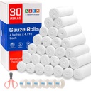 AZEN 30 Pack Gauze Rolls Bandages, 4 i x 4.1 Yards, Premium medisinske forsyninger og førstehjelpsforsyninger, Bandage Wrap Vet Wrap, mamma Wraps