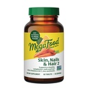 MegaFood hud, negler og hår 2 - Vitaminer for kvinner og menn - Biotin, vitamin A, C, sink, B6, E, Pantotensyre - Vegan - laget uten 9 matallergier - 60 tabs (30 serveringer)