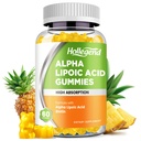 Alpha Lipoic Acid Gummies 1000Mg med biotin, høy absorpsjon Chewable ALA Supplement for antioksidant, hjerne helse og nerve støtte, Pineapple Flavor, sukkerfri, 60 Chews