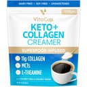 VitaCup Keto + Collage Coffee Creamer Vanilla Flavor med MCT, kollagenprotein, kokosvann, L-Theanine for keto diett, bruk i kaffe, smoothies, og rister, Dairy-Free, Glutenfri, Soja-fri, 10oz