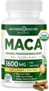 Moder Nature Organic Maca Root Capsules – 1600 mg, 120 Vegan Capsules – Ikke GMO Peruvian Yellow, Rød & Svart Maca for menn og kvinner - Energi, Hormon, Hjerne og Vekt Well-Being