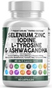 Ren Nutra Selenium 300mcg Iodine 500mcg tyroid støtte for kvinner og menn | L Tyrosin 500mg Ashwagandha Supplement Bladderwrack, Turmeric, Kelp, Schisandra Zinc piller Kapsel Supplements
