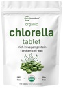 Organiske klorella tabletter, 500 mg per tablett, 720 faner (360 gram), 4 måneders forsyning, knust cellevegg, rik på vegansk protein og vitaminer, ingen fyllstoff, ingen tilsetningsmidler og ikke-GMO | ren grønn algae supermat