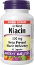 Weber Naturals Ingen Flush Niacin vitamin B3 Capsule, 500mg 90 Telling