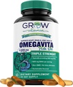 dyrke vitamin OmegaVita Fish Oil : 800 mg EPA 600 mg DHA Omega 3 Supplement for hjerte, hjerne og immunstøtte, Absorberbar trippel styrke fiskolje Supplement - 2000 mg Per servering, 30 dagers forsyning