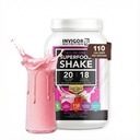 INVIGOR8 Superfood Grass Fed Whey Protein Isolate Shake Natural Strawberry Glutenfri og ikke GMO måltid erstatning med probiotika og Omega 3 (645g)
