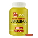 Qunol 200mg Ubiquinol, kraftig antioksidant for hjerte og vaskulær helse, essensielt for energiproduksjon, Naturlig kosttilskudd aktiv form av CoQ10, 60 greve
