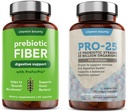 Vitamin Bounty Pro-25 Probiotika og Prebiotic Fiber Bundle - Dietary Fiber, 13 Probiotiske Strains, Gut Helse, Digestiv Helse, forsinket frigjøring - Bungle